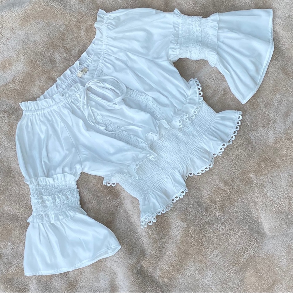 Bardot Pirate Peasant Lace Up Blouse